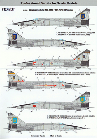 Foxbot 1/48 Ukrainian Foxbats: MiG-25RB Decal First Look