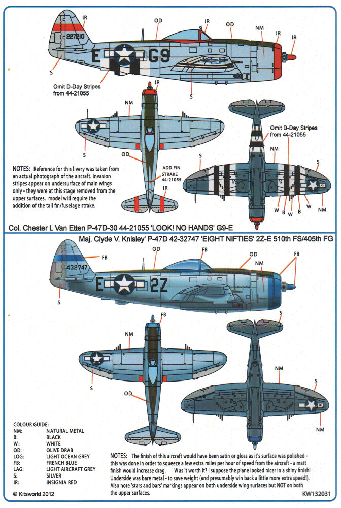 Kits-World Decals 1/32 132031 P-47D Thunderbolt Decal Image