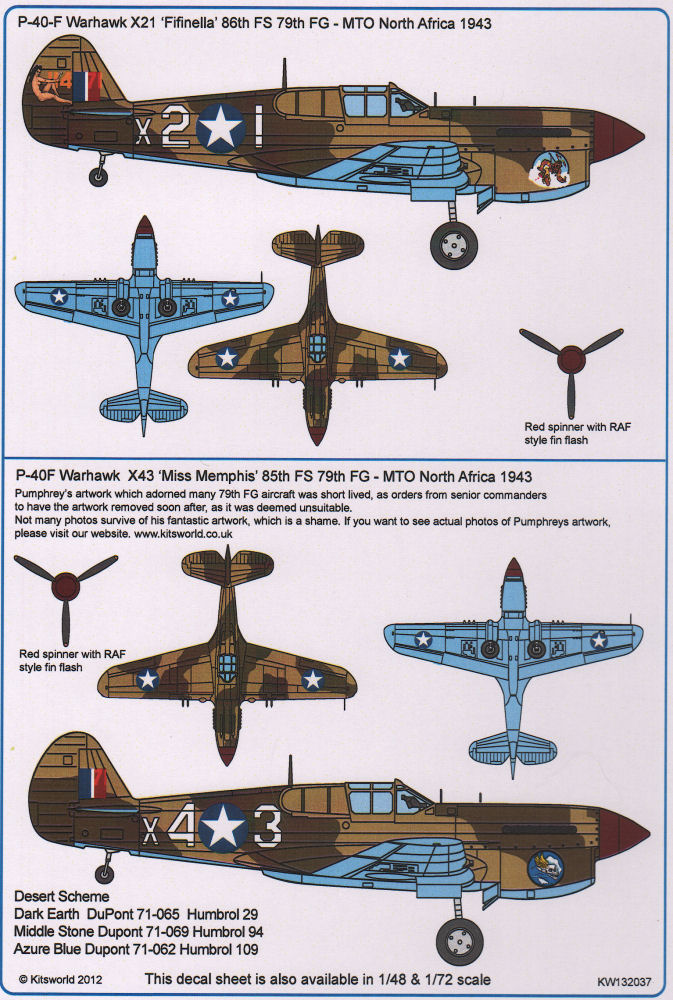 Kits World Decals 1 32 132037 P 40F Warhawk Decal Image 01 Decal First Look