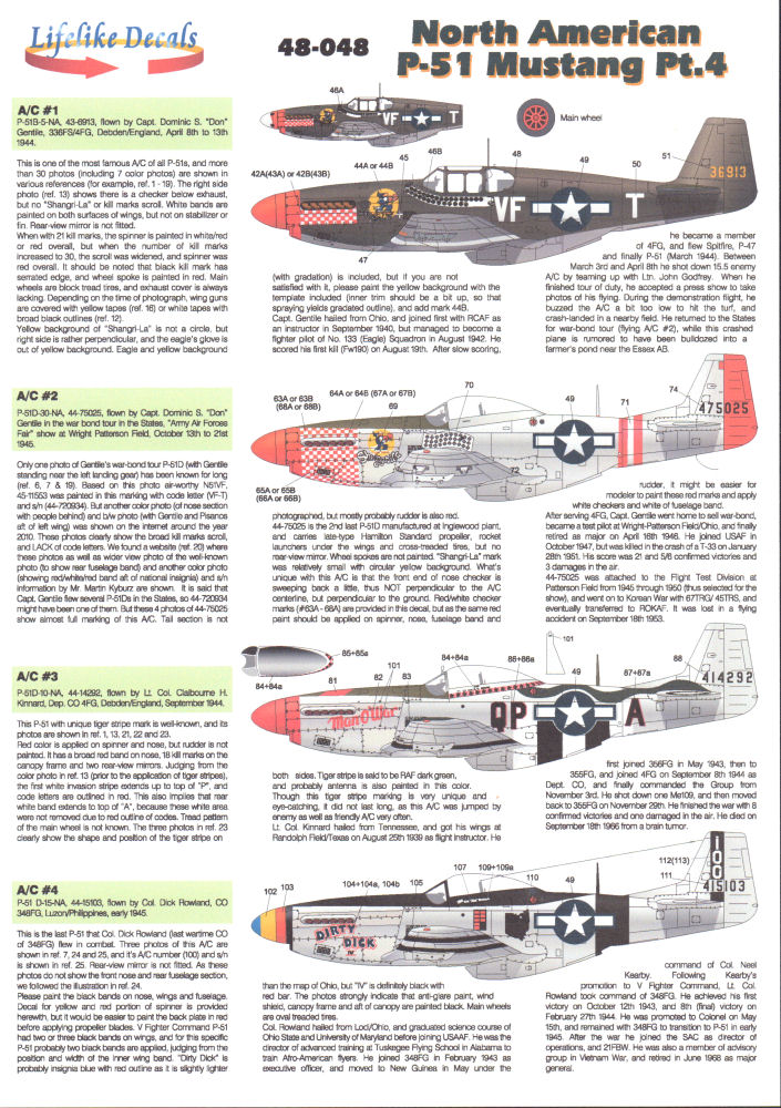 Lifelike Decals 1/48 North American P-51 Mustang Part 4 Decal Image