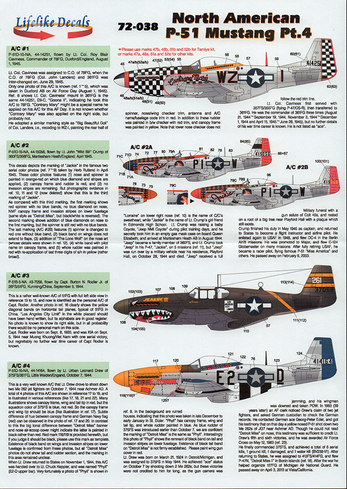 Lifelike Decals 1/72 P-51 Mustang Pt.4 Decal Image