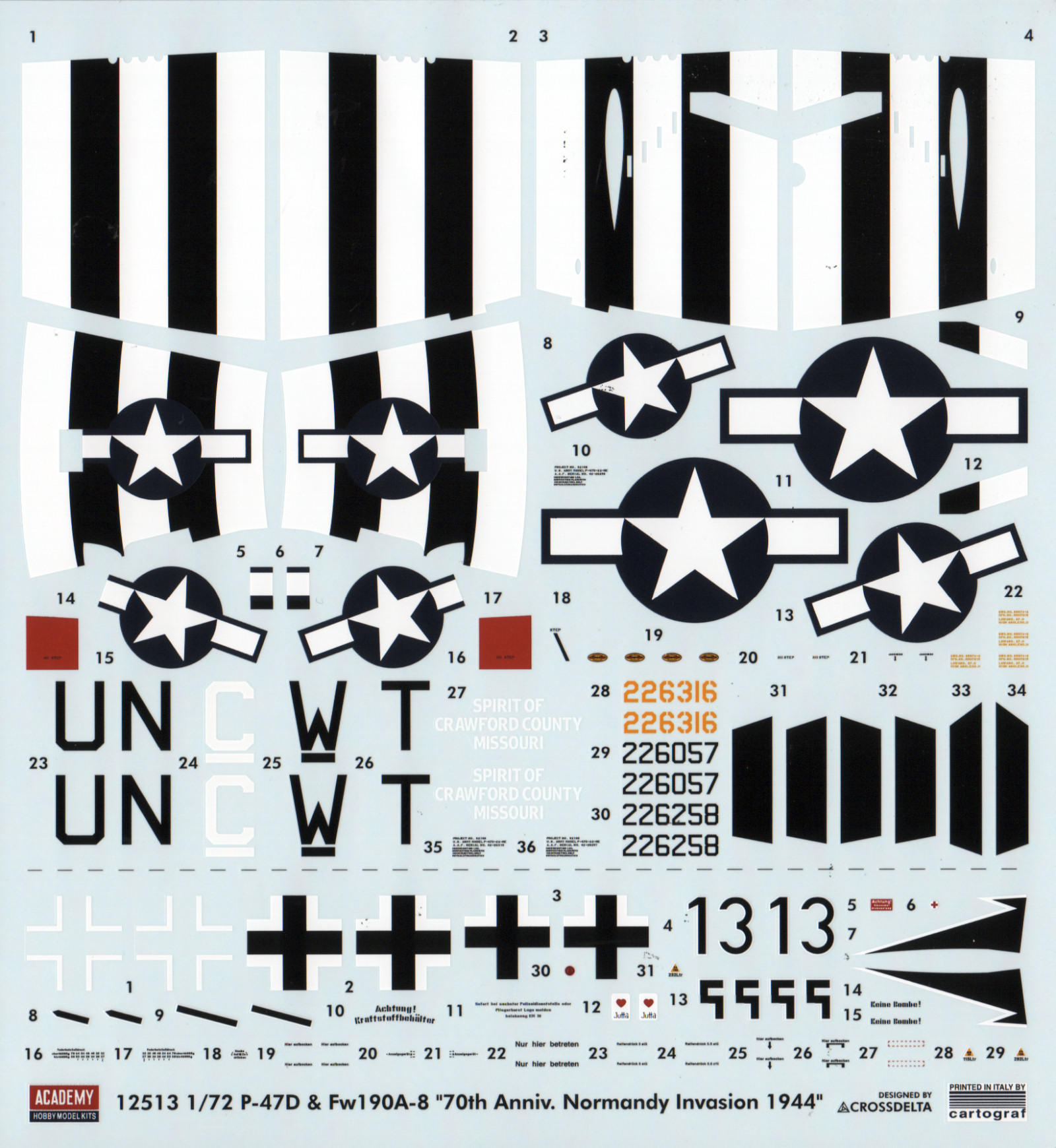 Academy 12513 1/72 Fw 190A-8 and P-47D 'D-Day' Parts Image 04