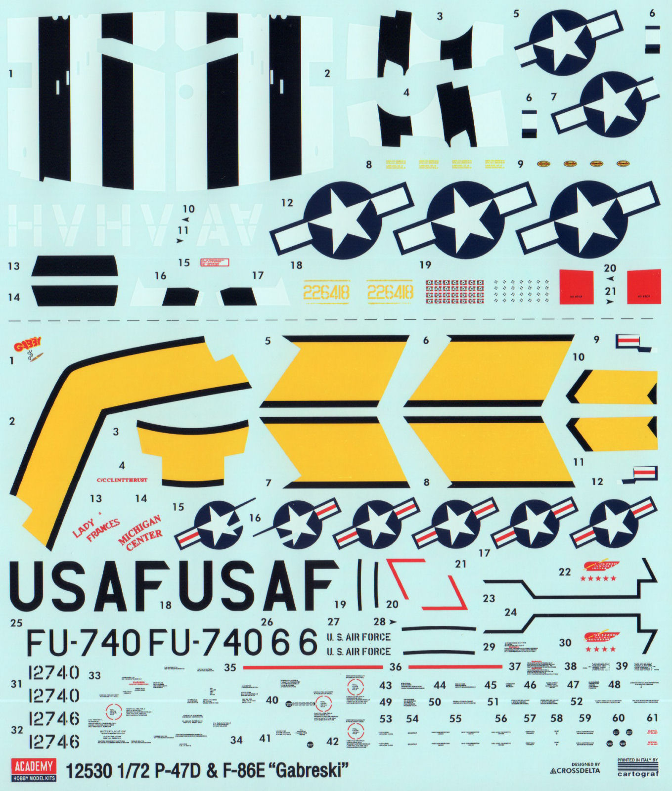 Academy 12530 1/72 P-47D/F-86E 'Gabreski' Parts Image 05