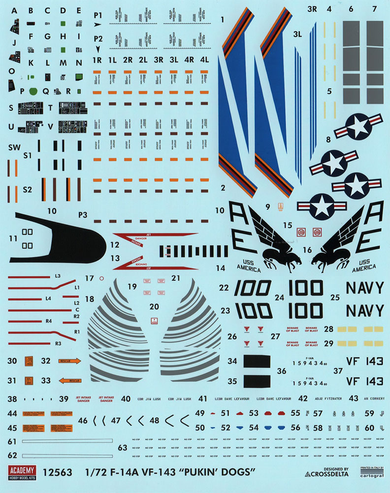 Academy 12563 1/72 F-14A Tomcat 'VF-143 Pukin Dogs' Parts Image 04