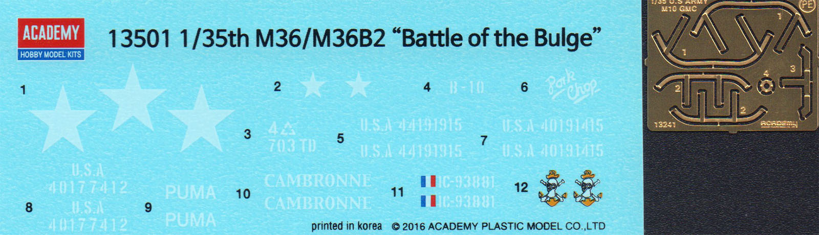 Academy 13501 1/35 M36/M36B2 'Battle of the Bulge' Parts Image 06