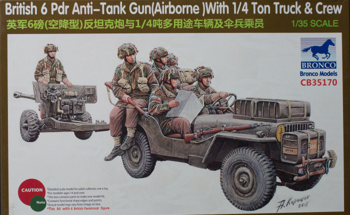 Bronco Models 1/35 British 6 Pdr Anti-Tank Gun (Airborne) with 1/4 Ton Truck and Crew