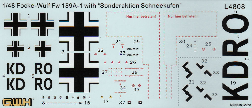 Great Wall Hobby 4808 1/48 Focke Wulf Fw 189A-1 mit Sonderaktion Schneekufen Parts Image 05