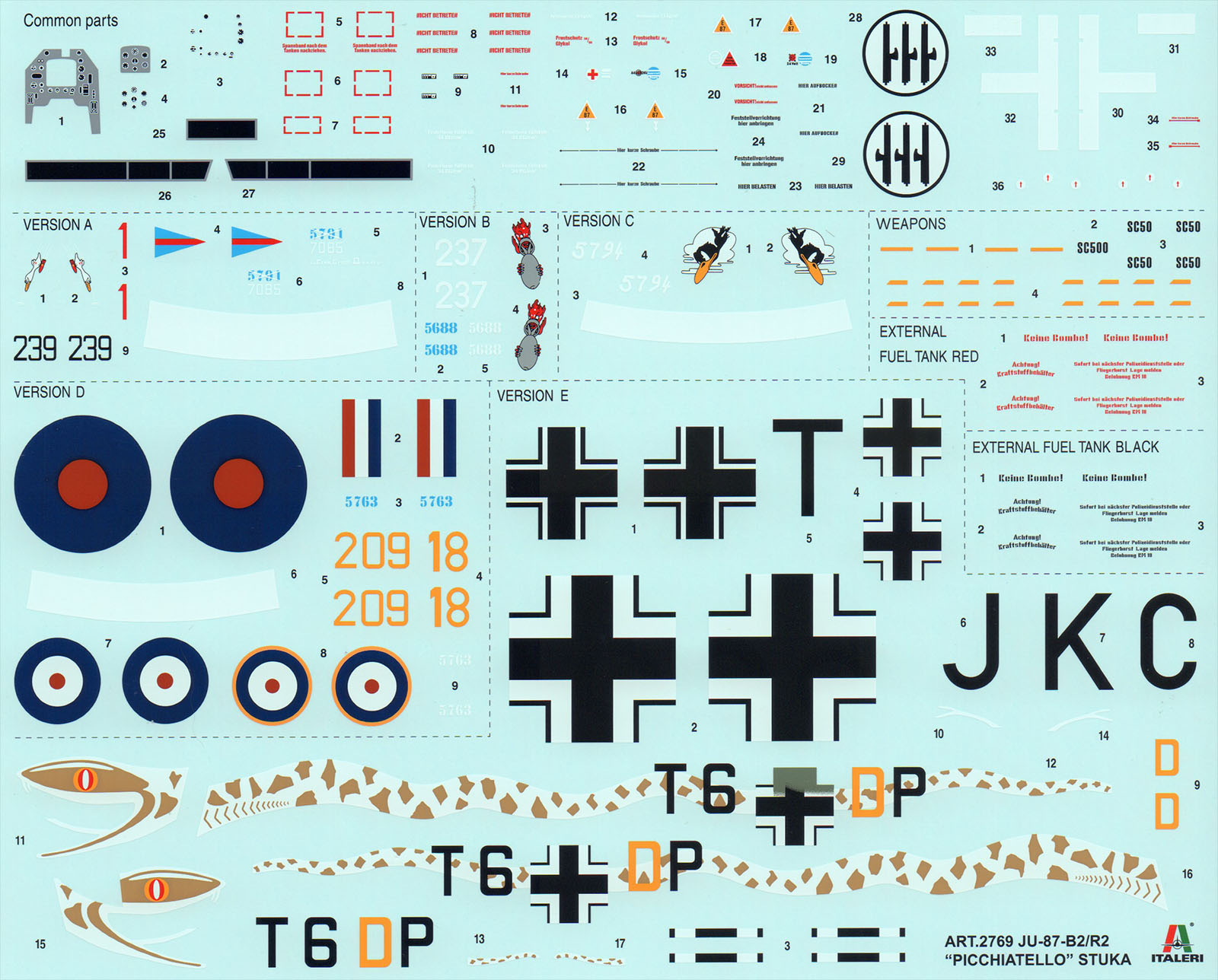 Italeri 2769 1/48 Ju 87B-2/R-2 'Picchiatello' Parts Image 04