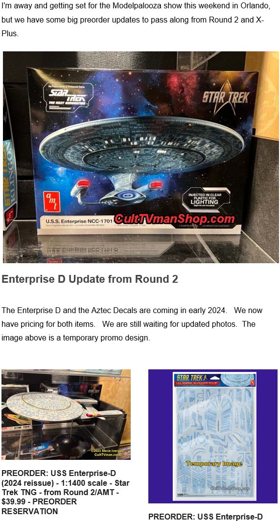 More News from CultTVman Hobbyshop